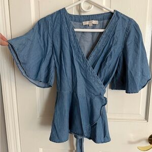 LOFT Chambray Wrap Top